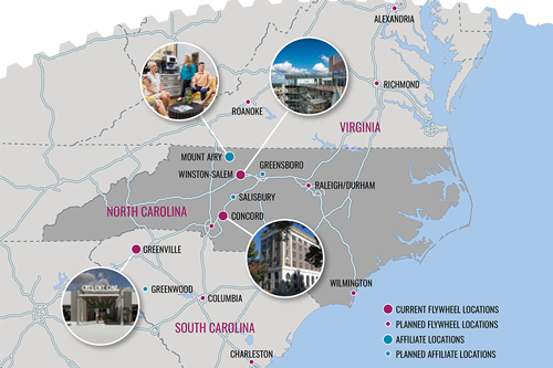 Flywheel affiliate location map